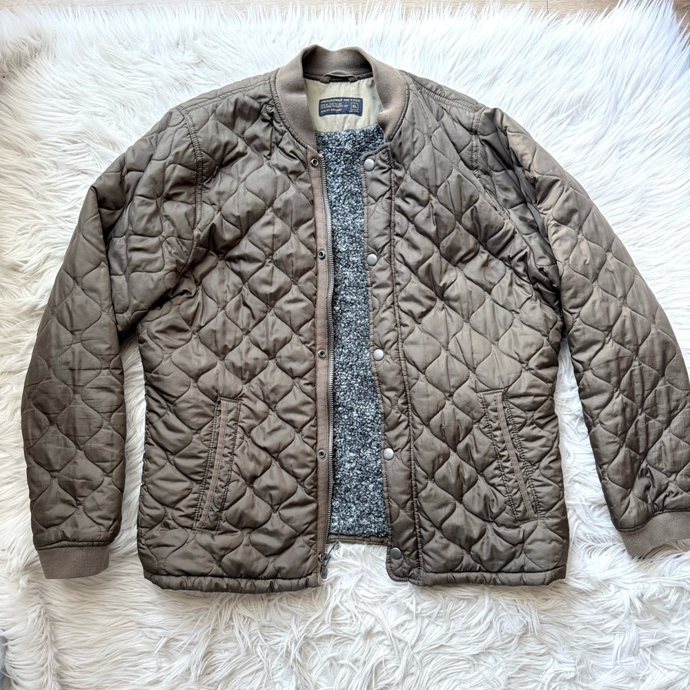 Abercrombie & Fitch Quilted Olive Green Military Field Jacket
